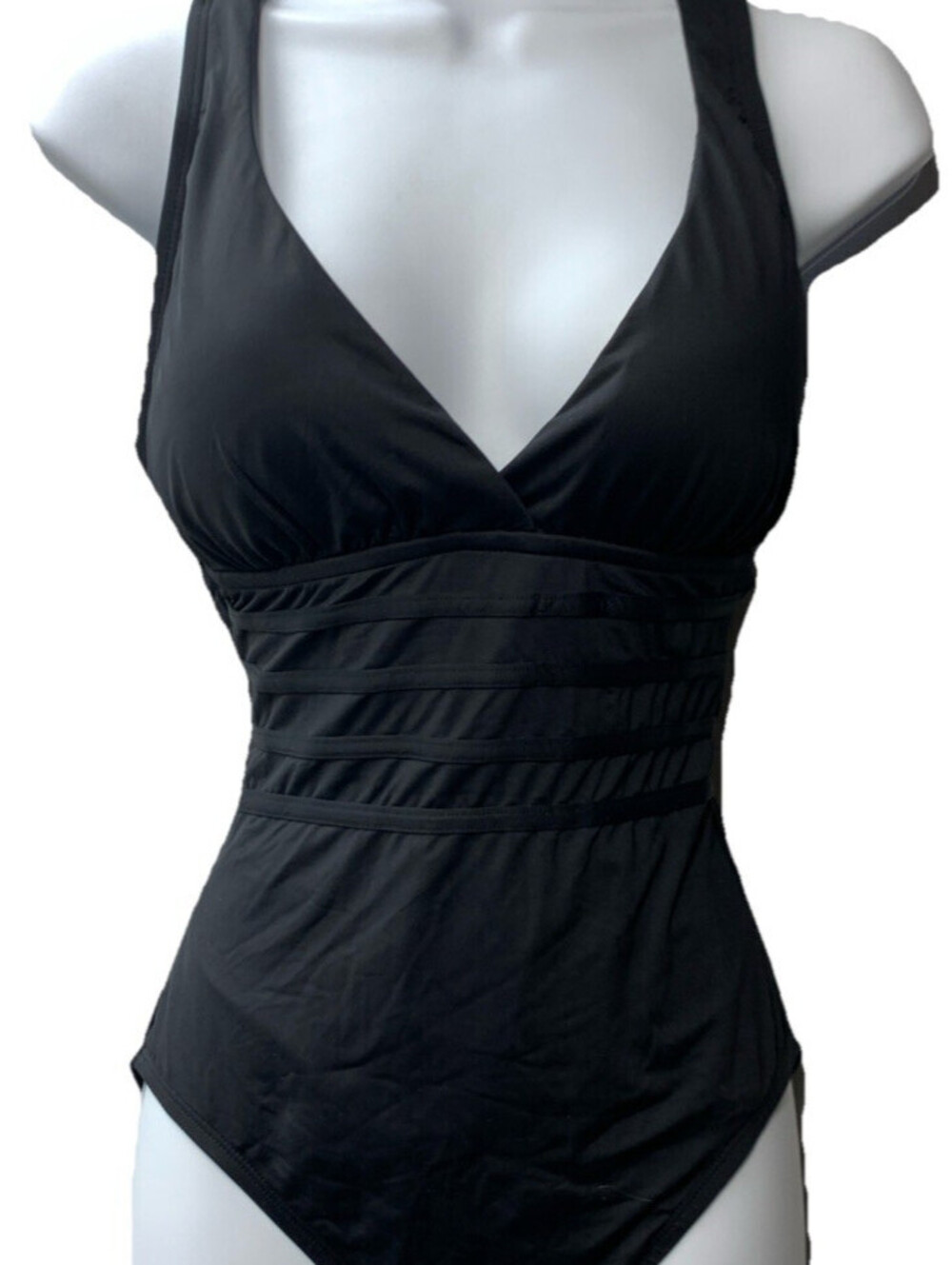 La Blanca Swimsuit Island Goddess Multi-Strap Cross-Back 1-Piece, Size 6, Black - Picture 1 of 6